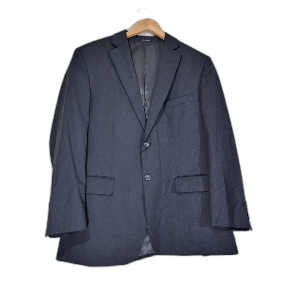 Pronto Uomo Men's Black Wool 2-Button Blazer Sport Coat Suit Jacket - 44R